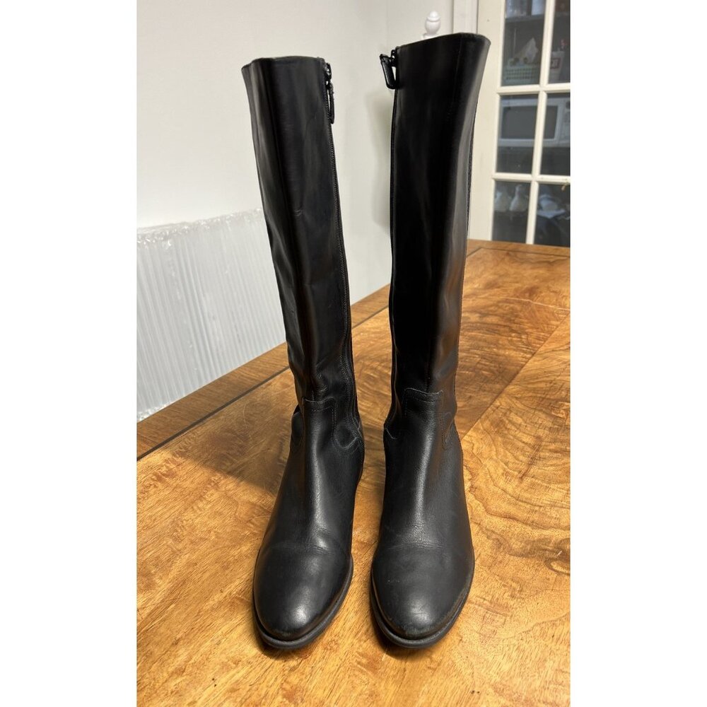 COLE HAAN Women’s 11 B W04181 Black Leather Riding Boots Tilley Stretch Calf